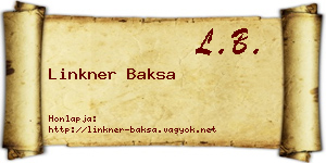 Linkner Baksa névjegykártya